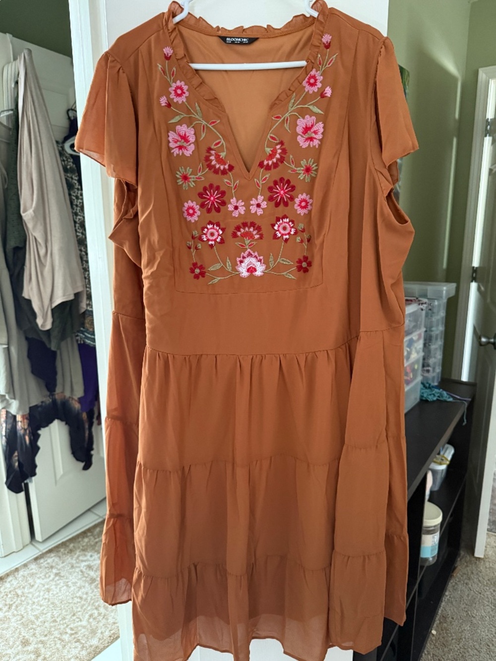 New,Never Worn, Bloomchic, Rust Boho Midi/Mini Dress Size 26